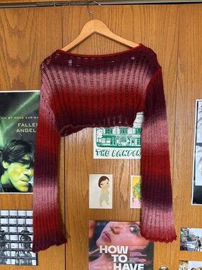 Urban Outfitters - Red to Burgundy Ombre Cropped Knit Sweater